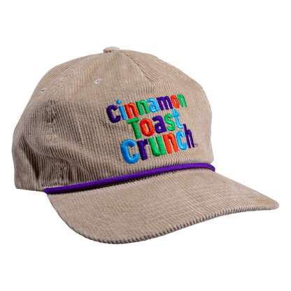 Tan corduroy rope cap with Cinnamon Toast Crunch logo on the front.