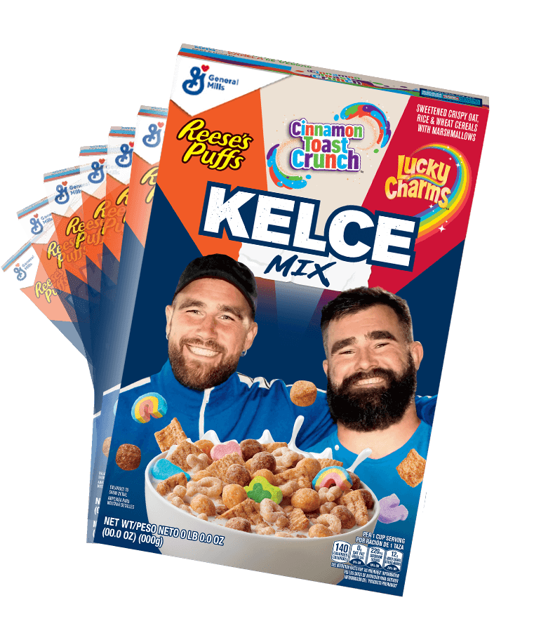 A box of General Mills Kelce Mix cereal.